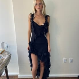 John Galliano Vintage Black Ruffle Gown — image 1