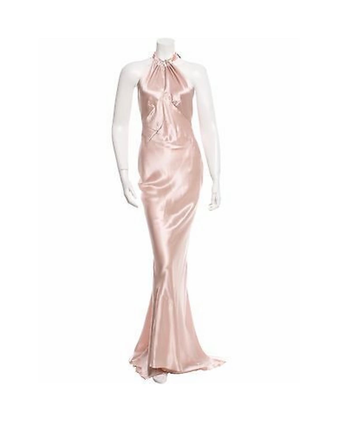 Roberto Cavalli Pink Satin Halter Dress