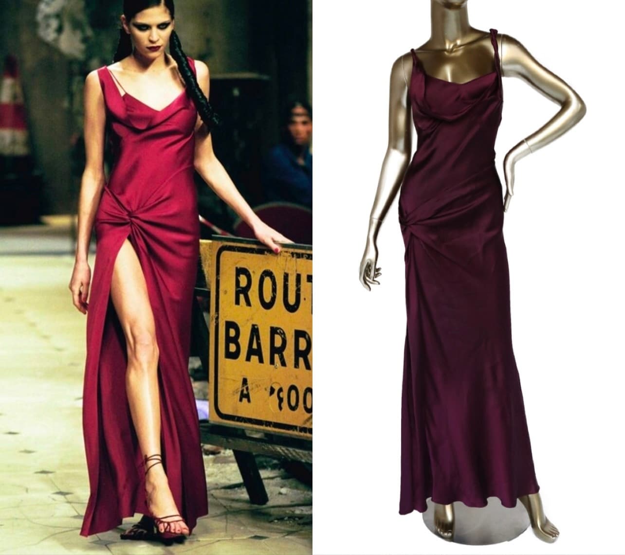 John Galliano Vintage Fall 1999 Burgundy Slip Dress