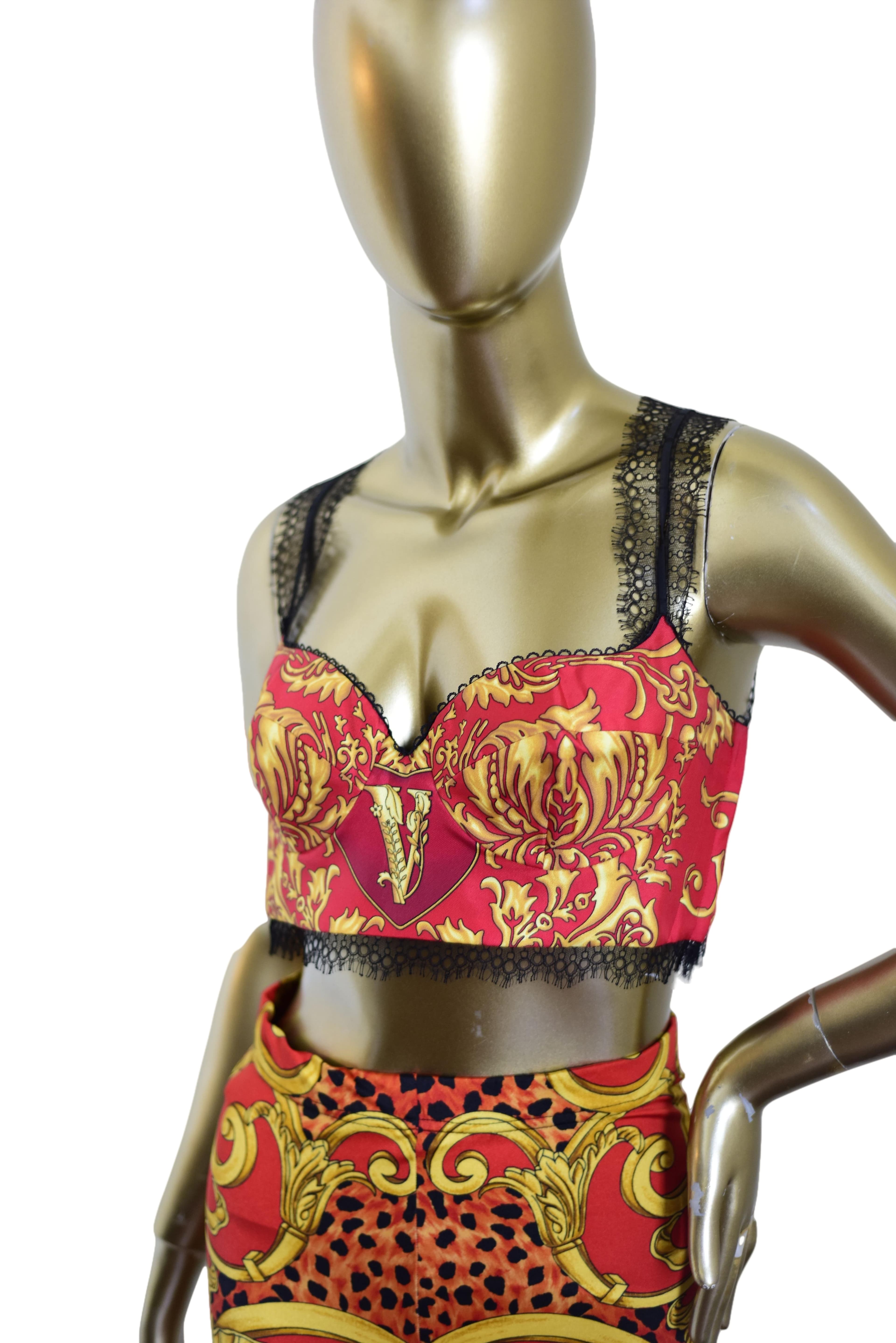 Versace Silk Crop Top And Legging Set