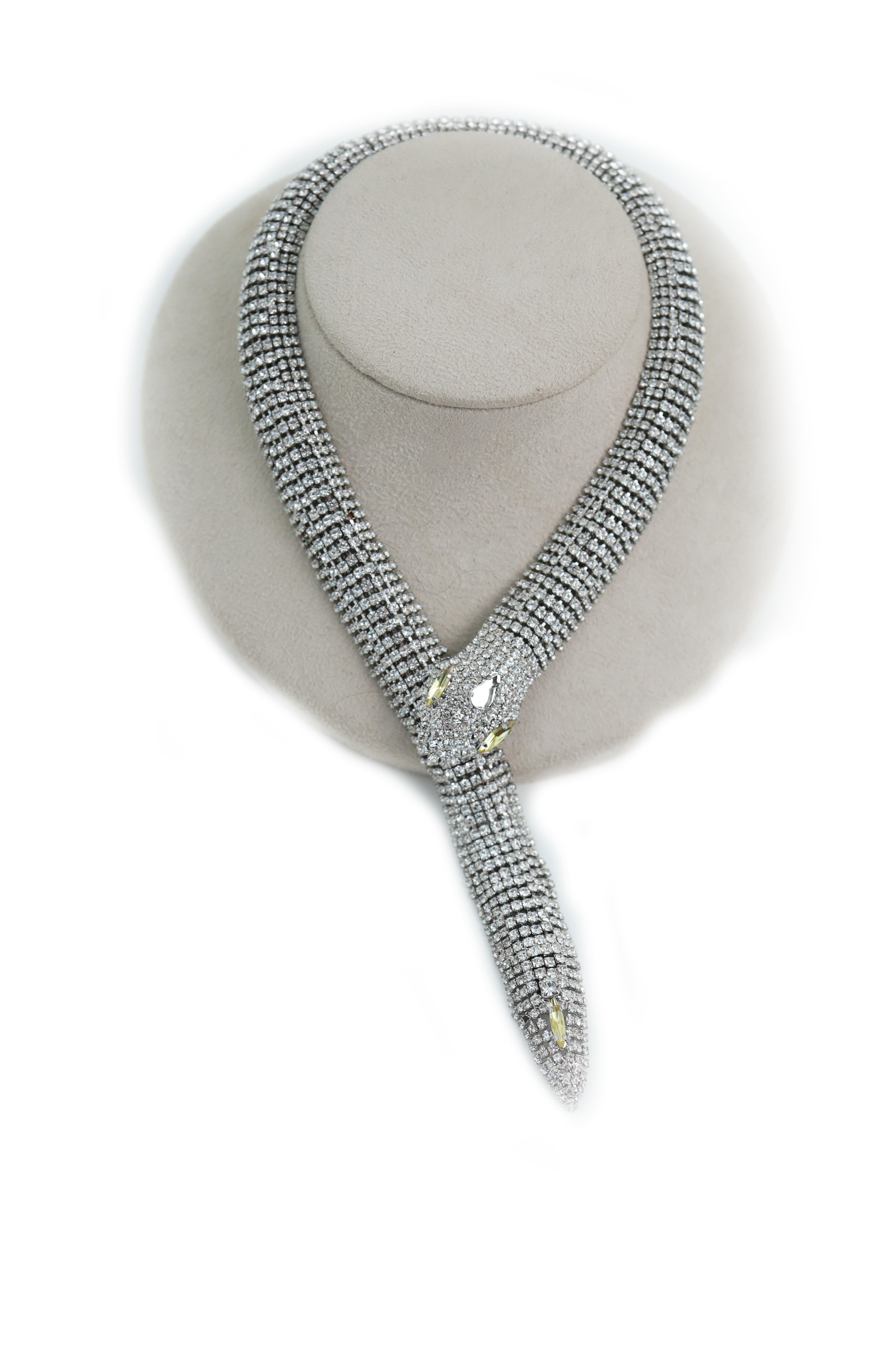 Alessandra Rich Rhinestone Snake Necklace/ Choker