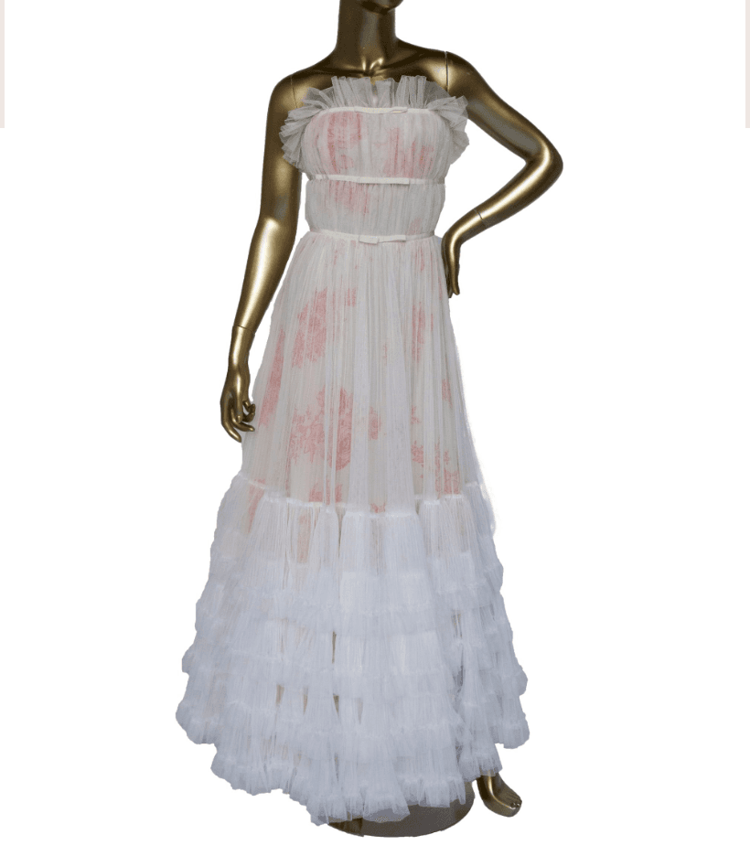 Giambattista Valli White Long Ruffled Tulle Dress