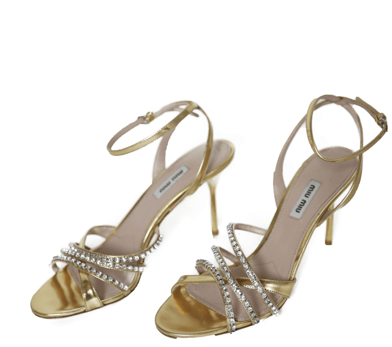 Miu Miu Leather Crystal Embellishments Sandals
