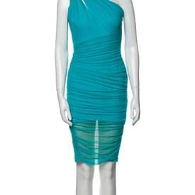 Versace One-shoulder Blue Mini Dress — image 1