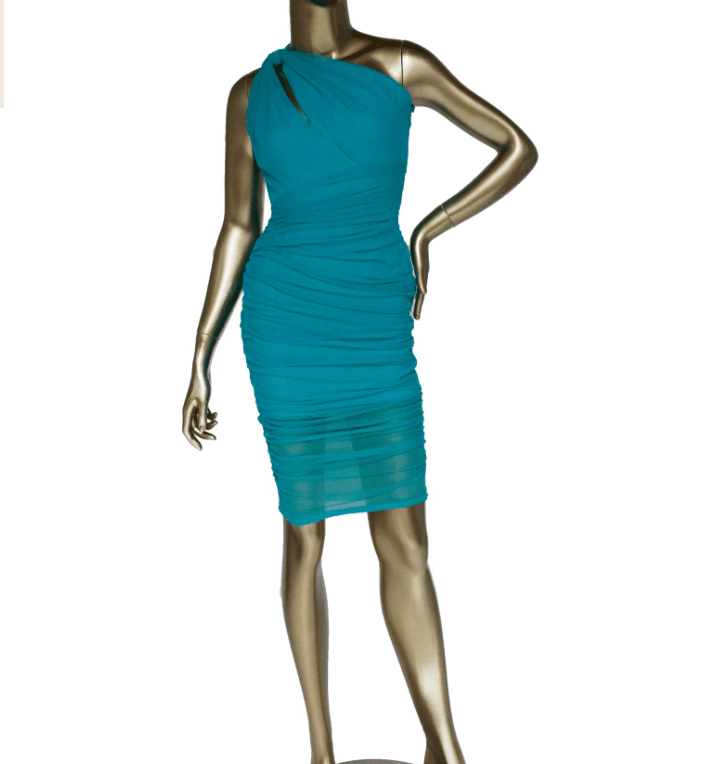 Versace One-shoulder Blue Mini Dress