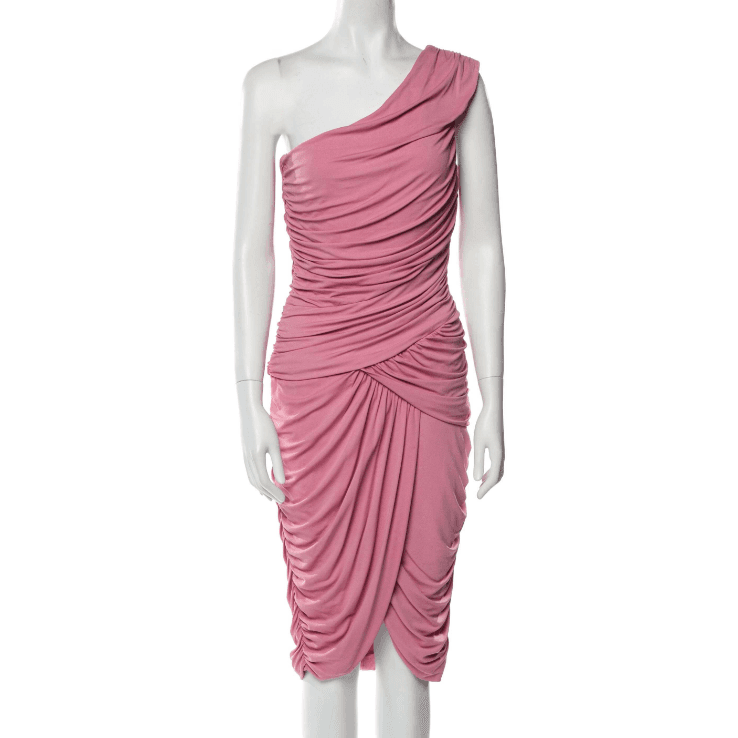 Michael Kors One-shoulder Pink Midi Length Dress