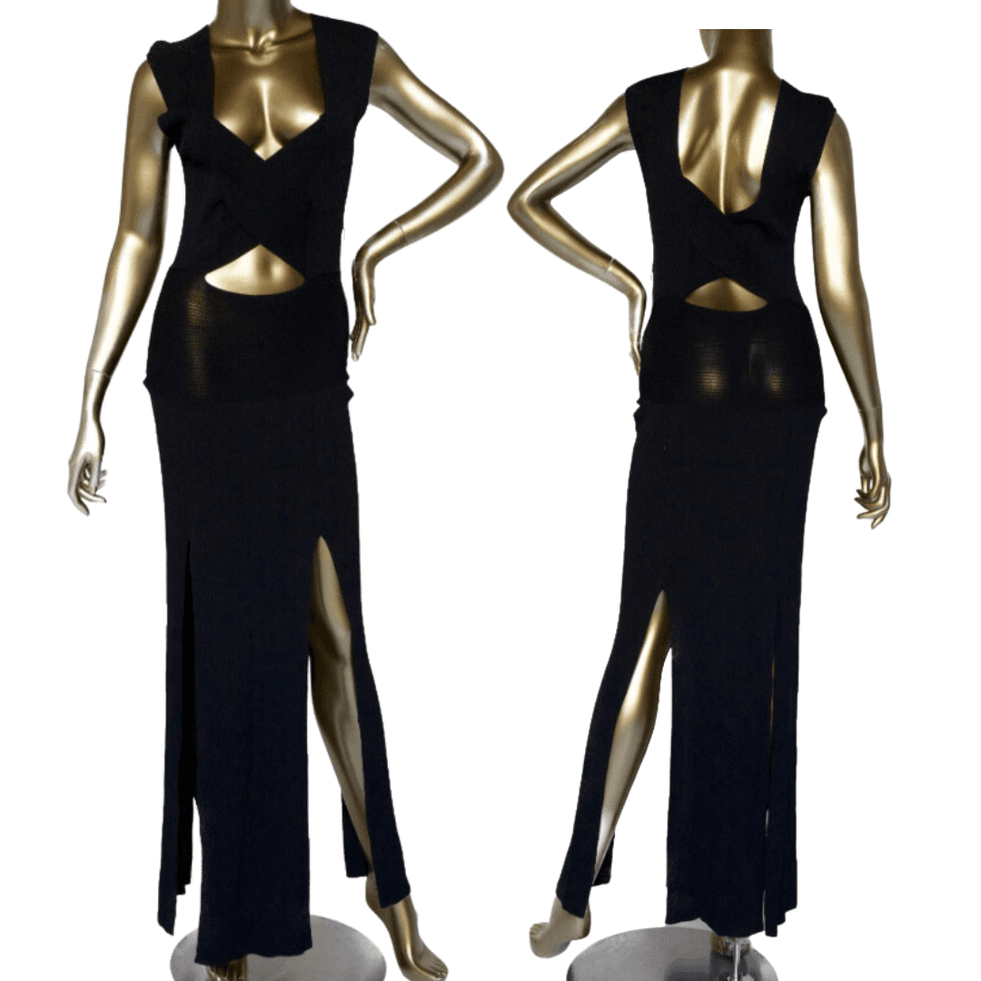 Emilio Pucci V-neck Sheer Knit Long Cutout Dress