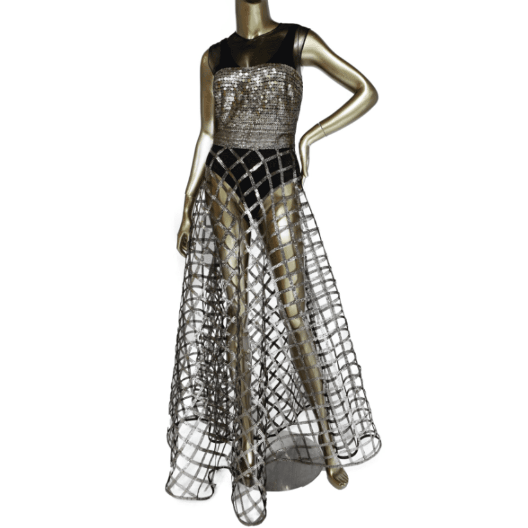 Christian Dior Sequined Illusion Lattice Gown
