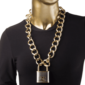 Chanel Fw 2014 Oversized Gold Silver Padlock Pendant Necklace — image 2