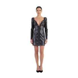 Laquan Smith Python Print Puff-sleeve Dress — image 3