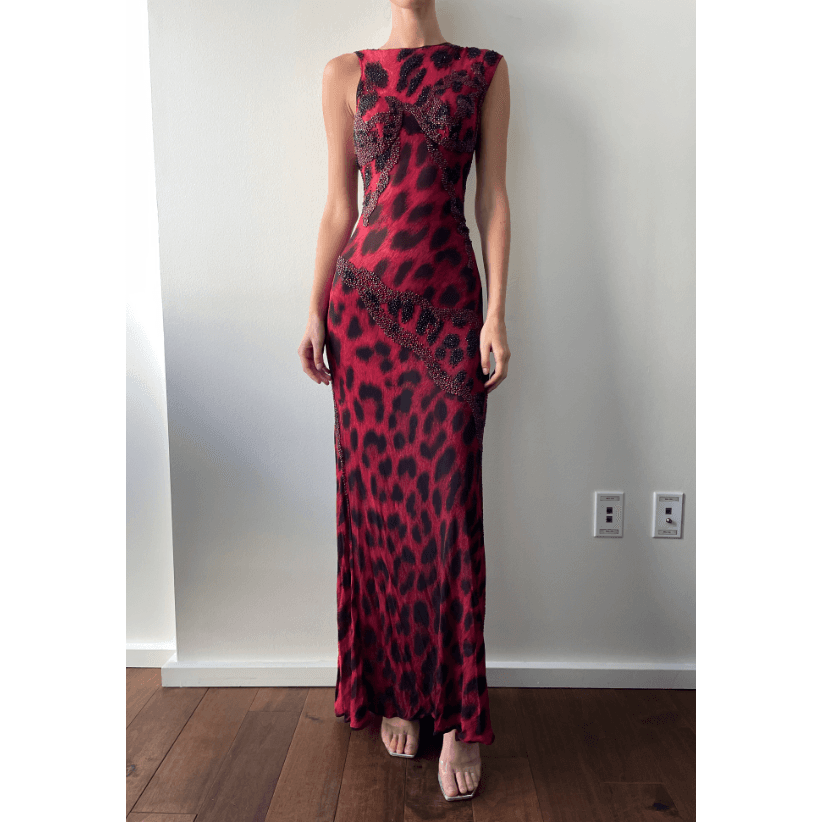 Vintage Atelier Versace Leopard Beaded Gown