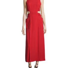 Fendi Sable Red Cut Out Maxi Dress With Slits — image 1