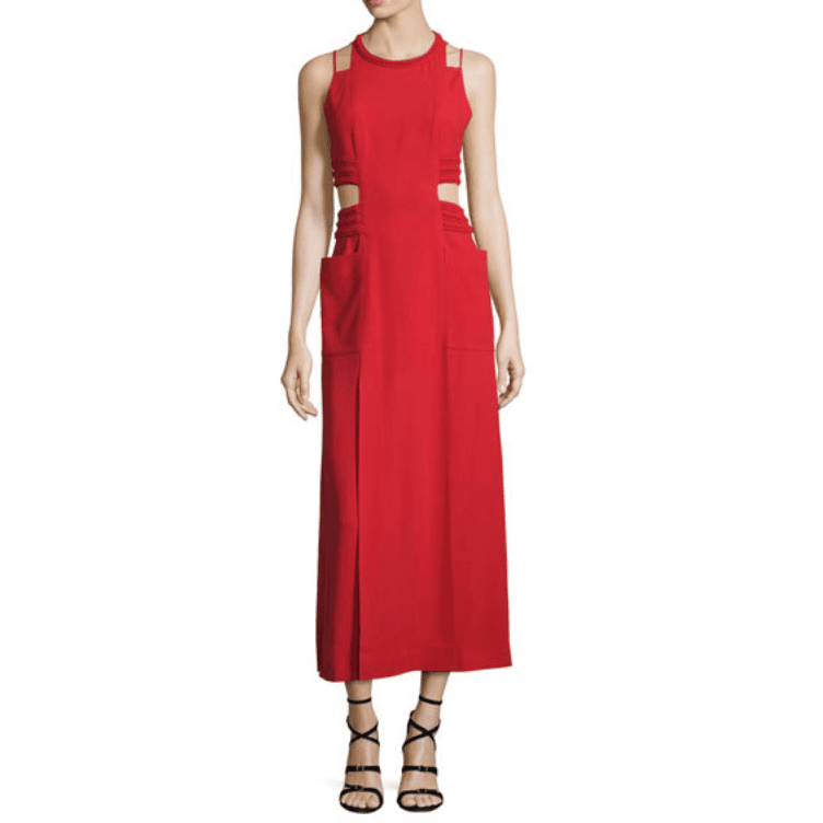 Fendi Sable Red Cut Out Maxi Dress With Slits