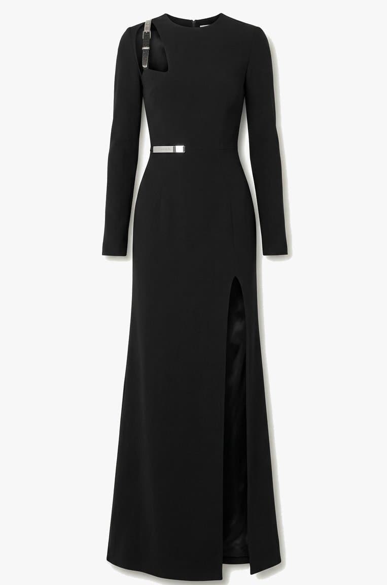 Mugler Cutout Stretch-Cady Black Gown