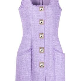 Balmain Button-embellished Lavender Tweed Dress — image 1