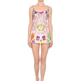 Versace Perfume Print Silk Mini Dress — image 1
