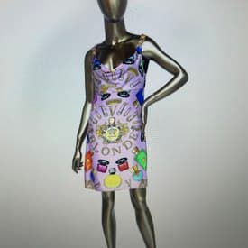 Versace Perfume Print Silk Mini Dress — image 2