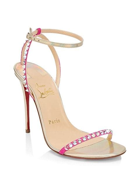 Christian Louboutin So You Crystal Spike Metallic Leather Sandals