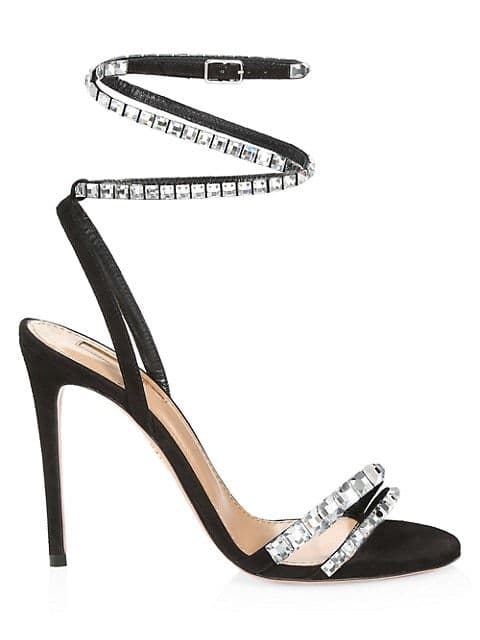 Aquazzura So Vera Crystal-embellished Suede Sandals 9