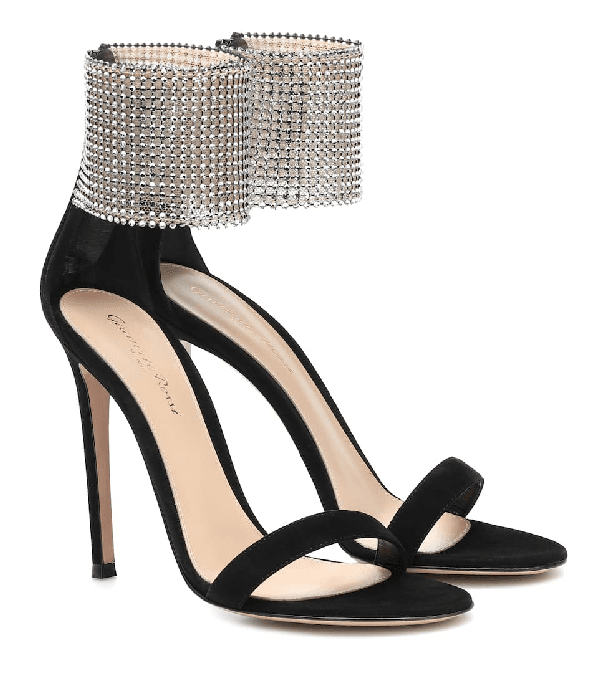 Gianvito Rossi 105 Black And Crystal-embellished Heels