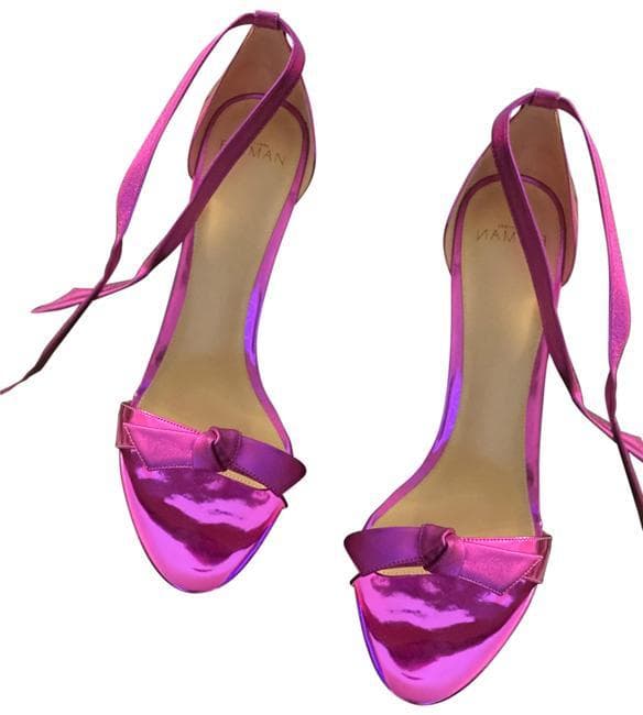 Alexandre Birman Pink Metallic Bow Tie Sandals