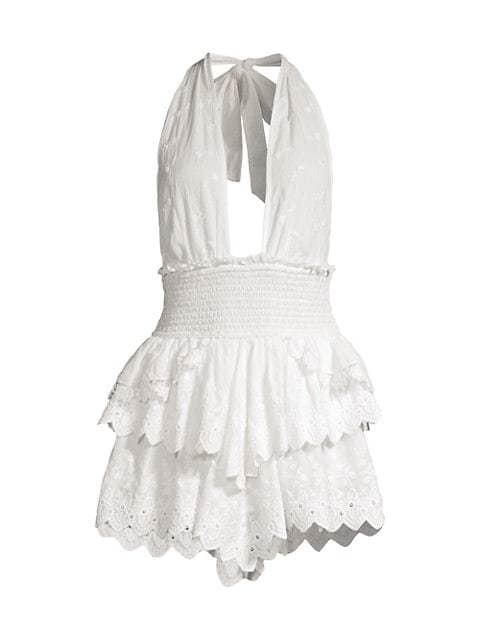 Love Shack Fancy Deanna Eyelet Halter Dress