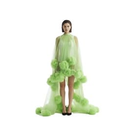 Lirika Matoshi Green Pom-pom Halterneck Long Dress — image 2