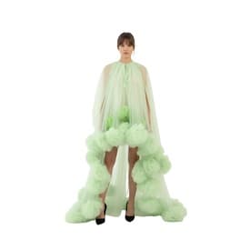 Lirika Matoshi Green Pom-pom Halterneck Long Dress — image 3