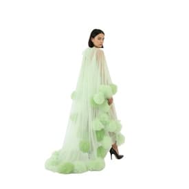 Lirika Matoshi Green Pom-pom Halterneck Long Dress — image 4