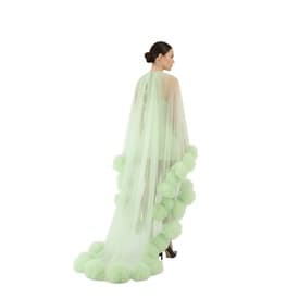 Lirika Matoshi Green Pom-pom Halterneck Long Dress — image 5
