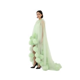 Lirika Matoshi Green Pom-pom Halterneck Long Dress — image 6