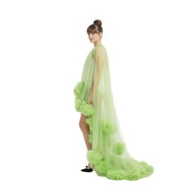 Lirika Matoshi Green Pom-pom Halterneck Long Dress — image 7