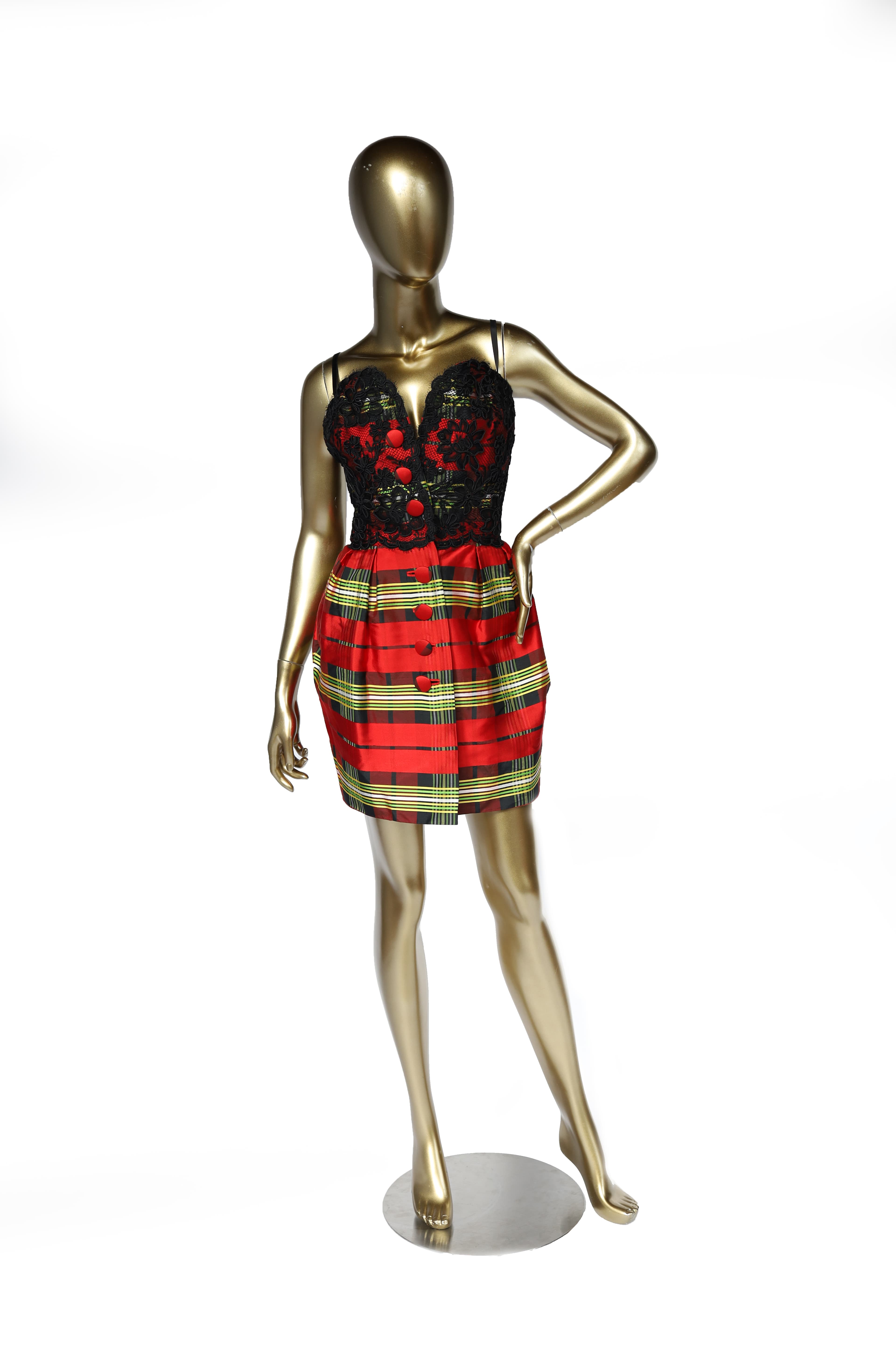 Christian Lacroix Vintage Mini Dress Red Plaid