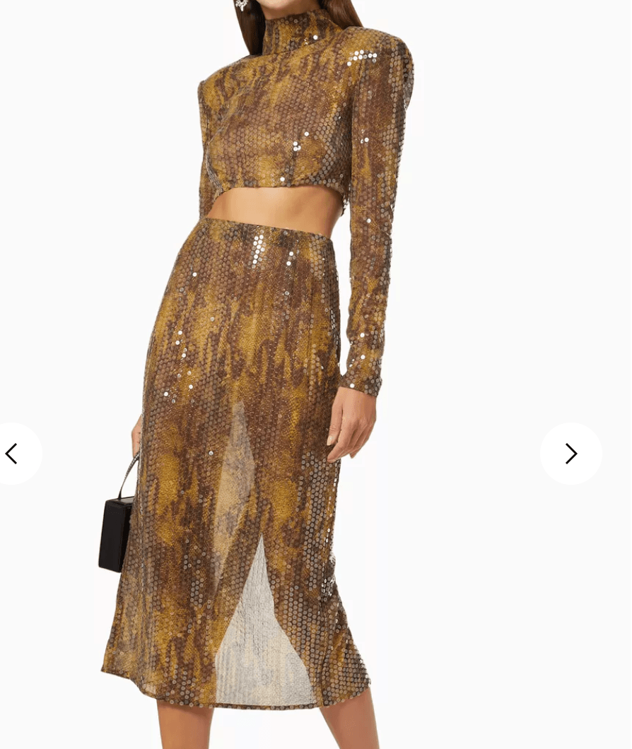 Alessandra Rich Embossed Python Print Skirt Set Small