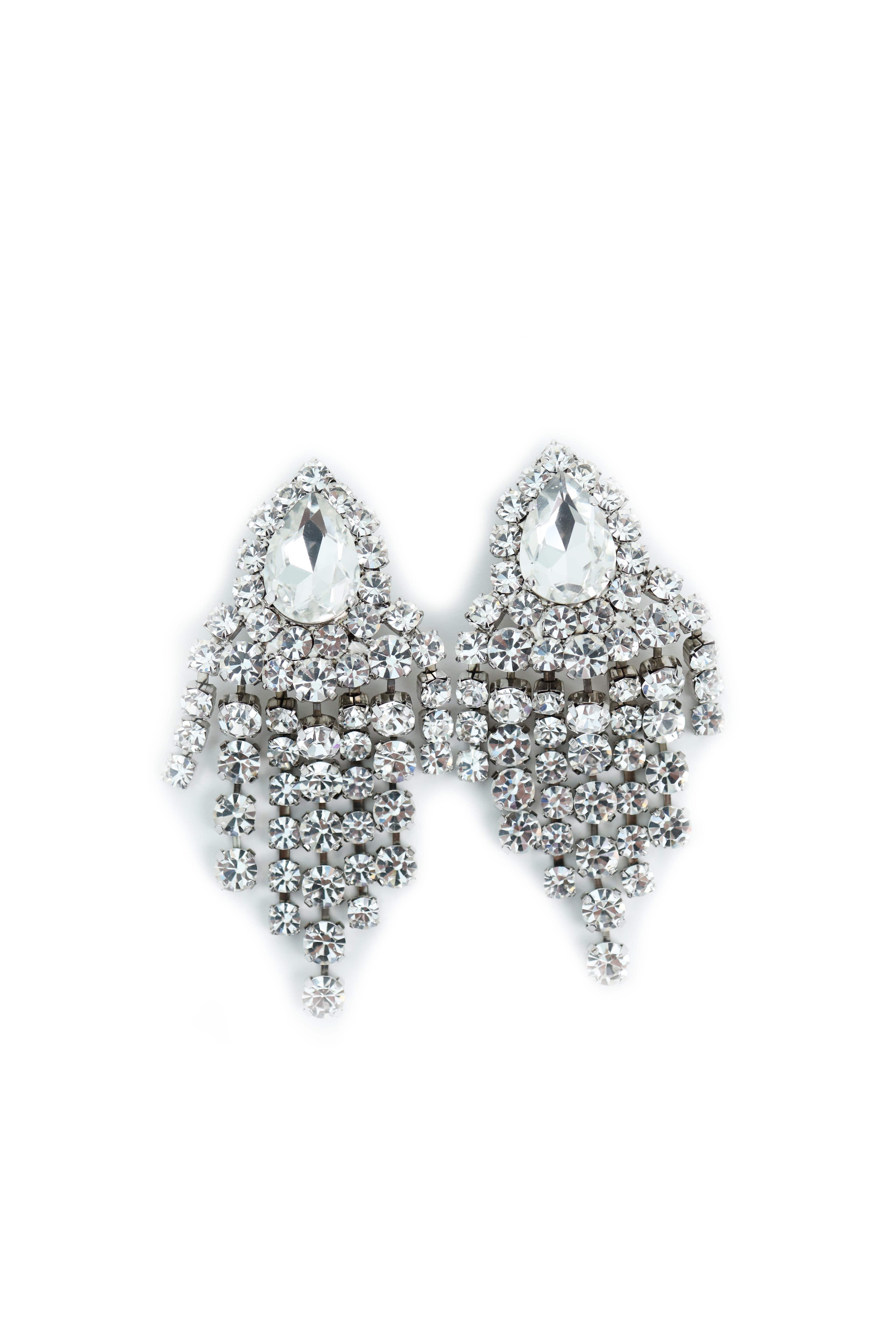 Alessandra Rich Rhinestone Clip On Earrings