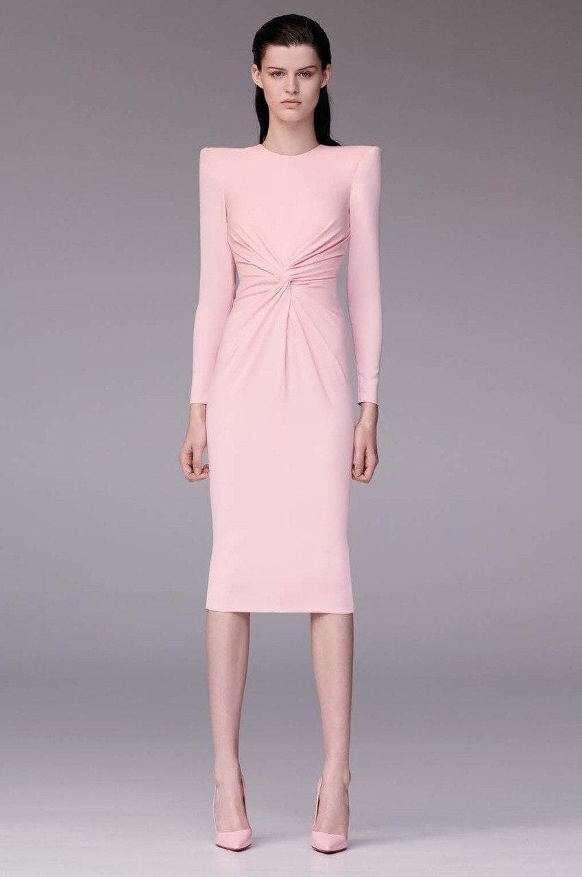 Alex Perry Dakota Crepe Long Sleeve Twist Dress