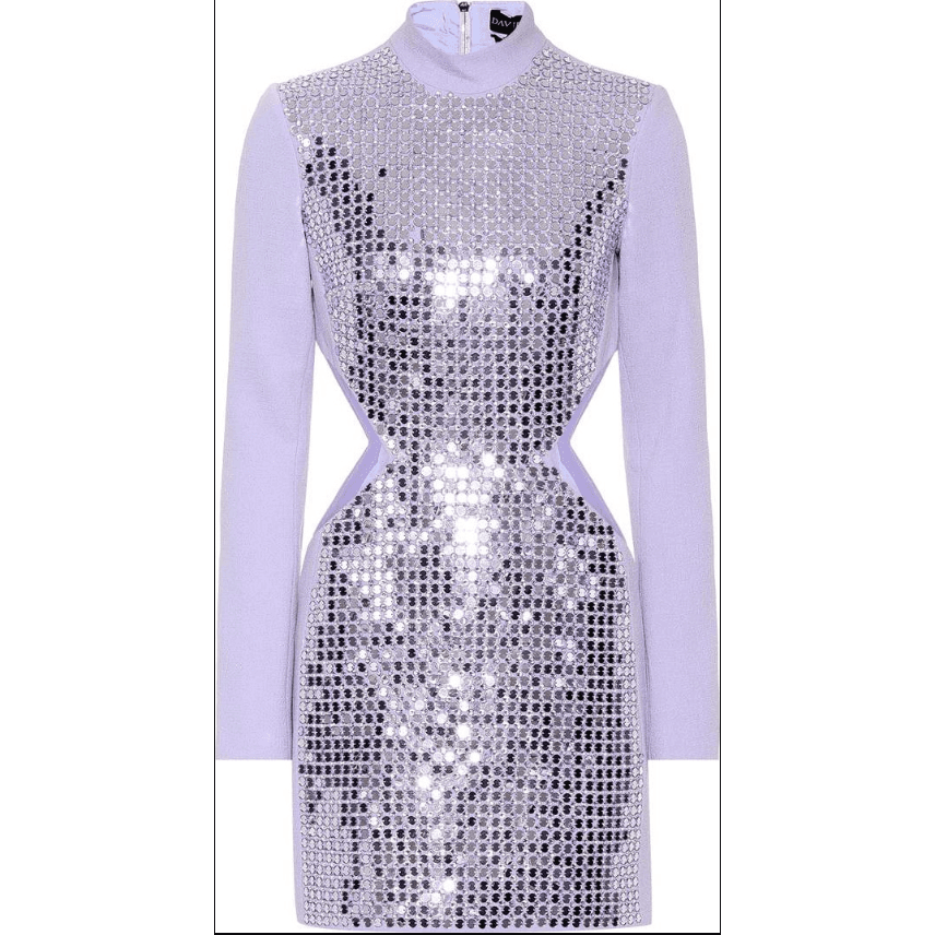 David Koma Embellished Crêpe Minidress Purple
