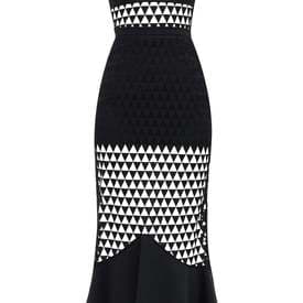 David Koma Strapless Paneled Macramé Lace And Cady Midi Dress — image 1