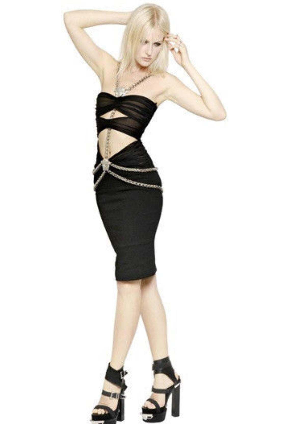 Versace Black Medusa Body Con Chain Dress