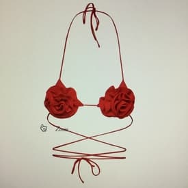 Magda Butrym 3d Flower Triangle Bra Top In Red 38 — image 1