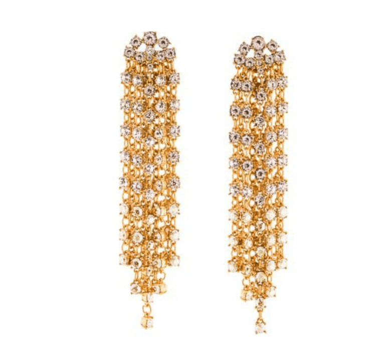 Oscar De La Renta Crystal Gold Tassel Earrings