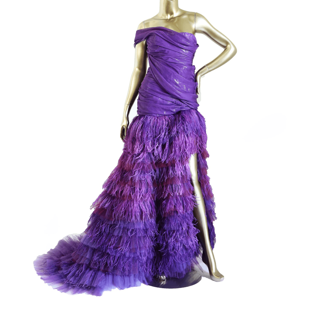 Roberto Cavalli Vintage 2005 Purple Feather Gown