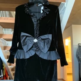 Alessandra Rich Black Velvet Ruffle Cocktail Dress — image 1