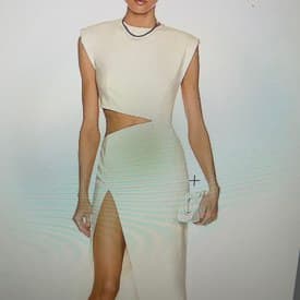 Zeynep Arcay Wool Midi Cutout Dress In Vanilla — image 1