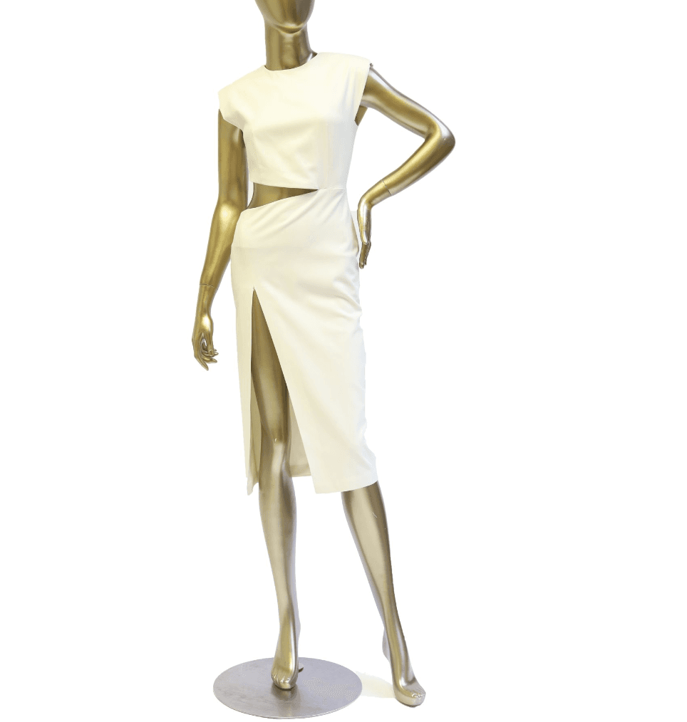 Zeynep Arcay Wool Midi Cutout Dress In Vanilla