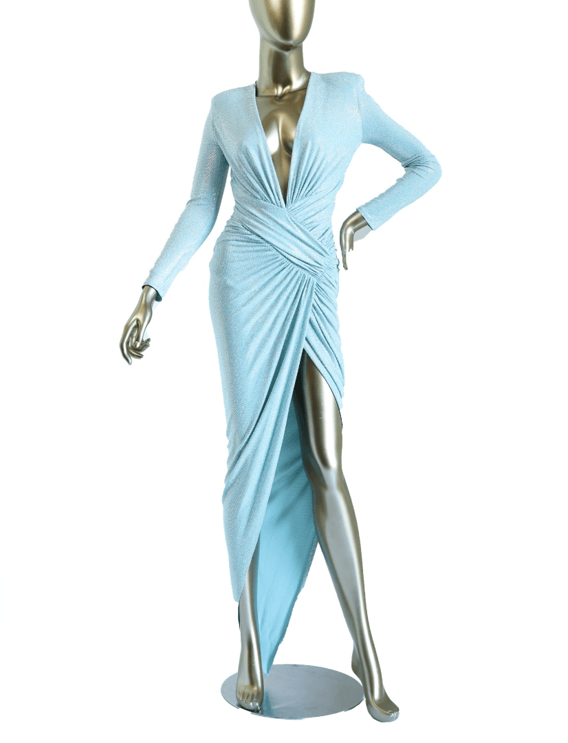 Alexandre Vauthier Rhinestone Long Sleeve Gown