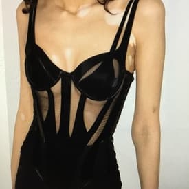 Mugler Black High Tech Corset Top And Pant Set — image 1