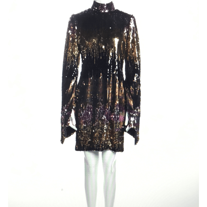 Christian Siriano Sequin Mock Neck Mini