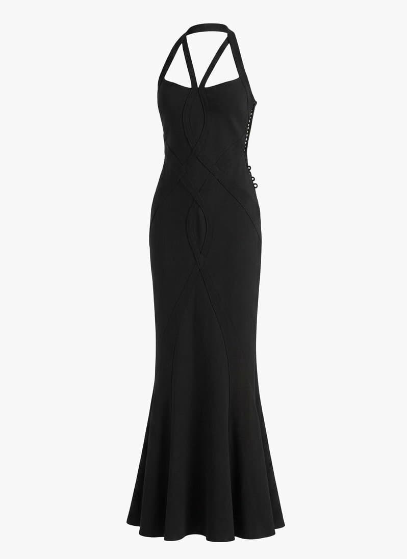 Christian Dior Vintage 1989 Black Halterneck Gown