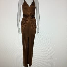 Alexandre Vauthier Bronze V-neck Long Dress — image 1